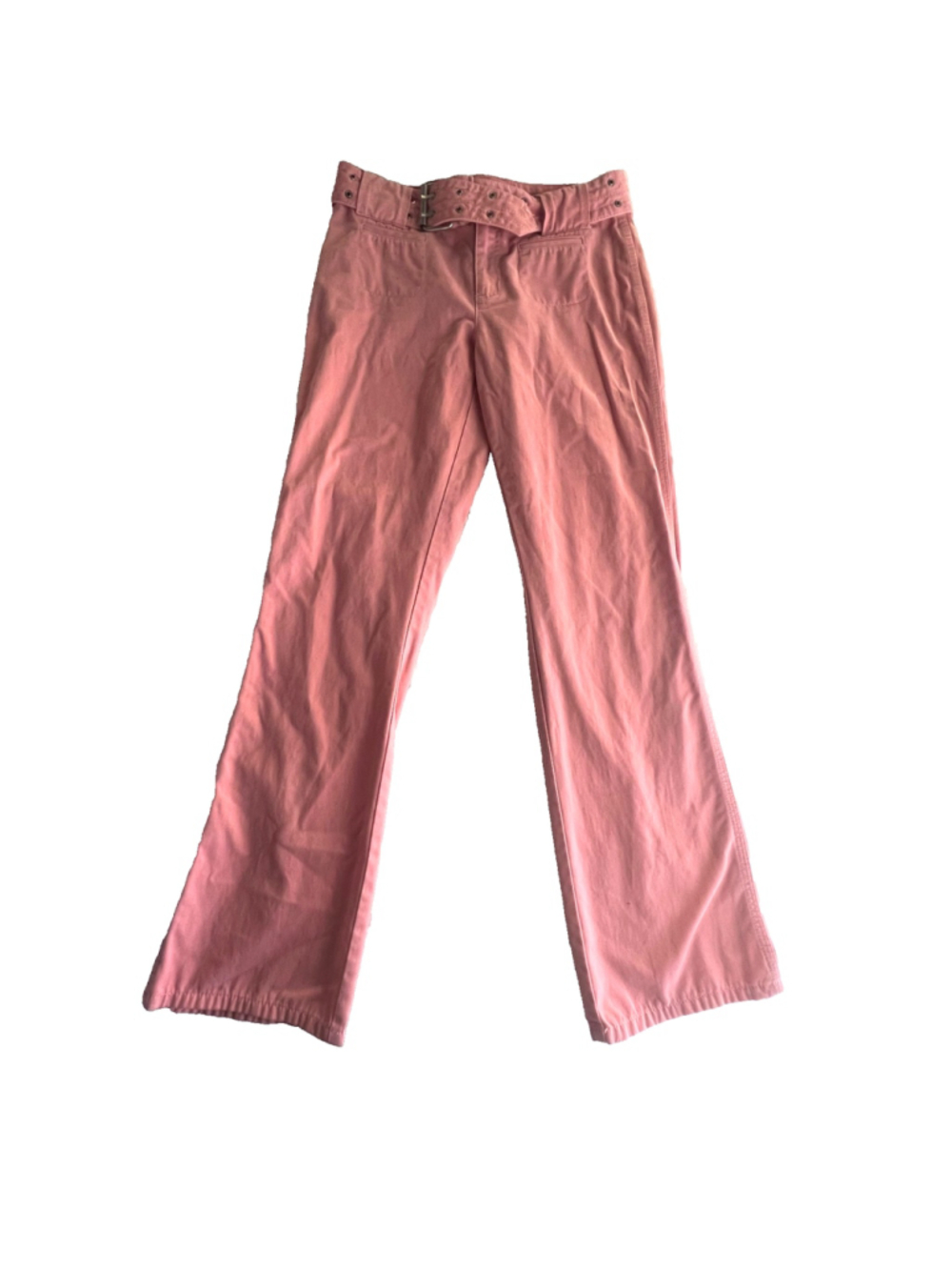 Rare Y2K Vintage DKNY Pink Low Rise Bootcut Pants Belted 90s Barbiecore Size 6